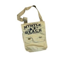 Comfort Colors Myrtle Beach Canvas Messenger Bag Tan Khaki Crossbody Small